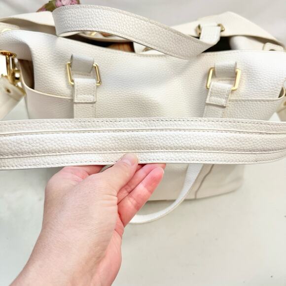 Steve Madden White Faux Leather Large Satchel Shoulder Bag Purse - Picture 5 of 13
